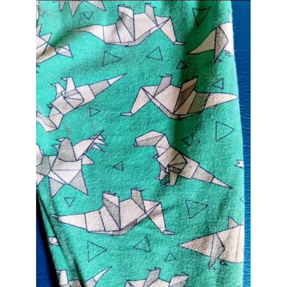 Pajamas 18 months Just Girls boys pants blue with origami dinosaurs Jersey Knit